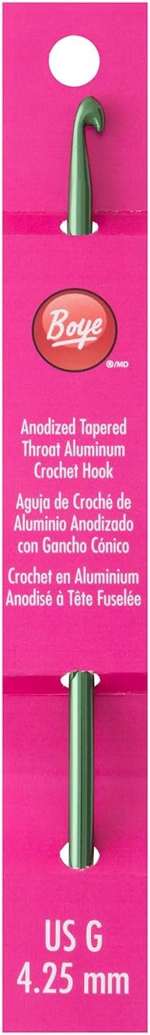 Boye 332621800GM Aluminum Crochet Hook, Size G, 4.25 mm, 6'', Pink