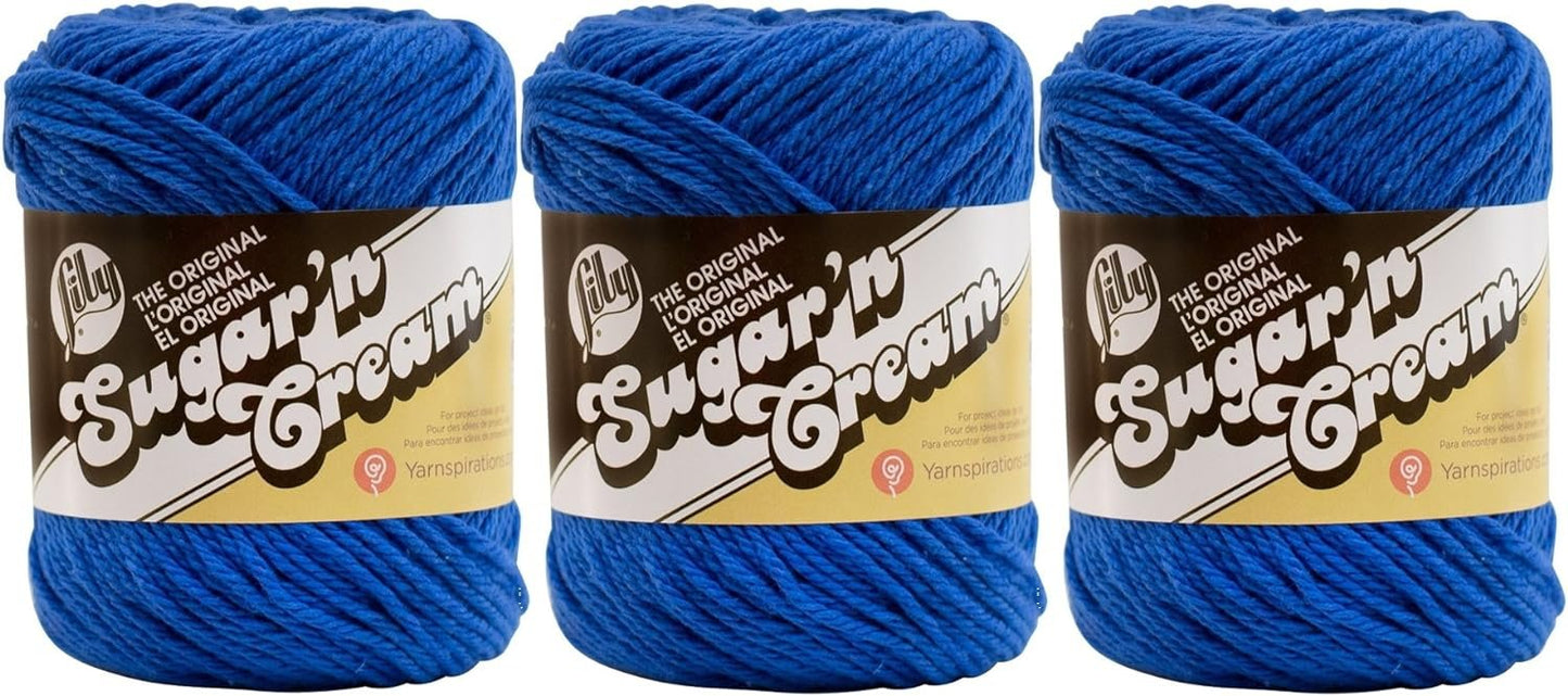 Bulk Buy: Lily Sugar 'n Cream Solids 100% Cotton Yarn (3-Pack) (Dazzle Blue #1131)
