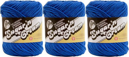 Bulk Buy: Lily Sugar 'n Cream Solids 100% Cotton Yarn (3-Pack) (Dazzle Blue #1131)