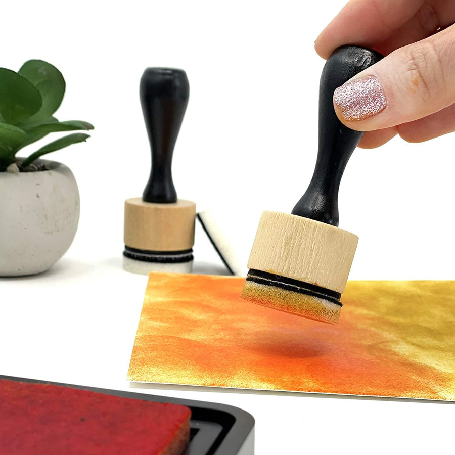 Pixiss Mini Ink Blending Tools, 2 Pack Rectangle with 4 Replacement Foam Pads for Distressing, Blending and More