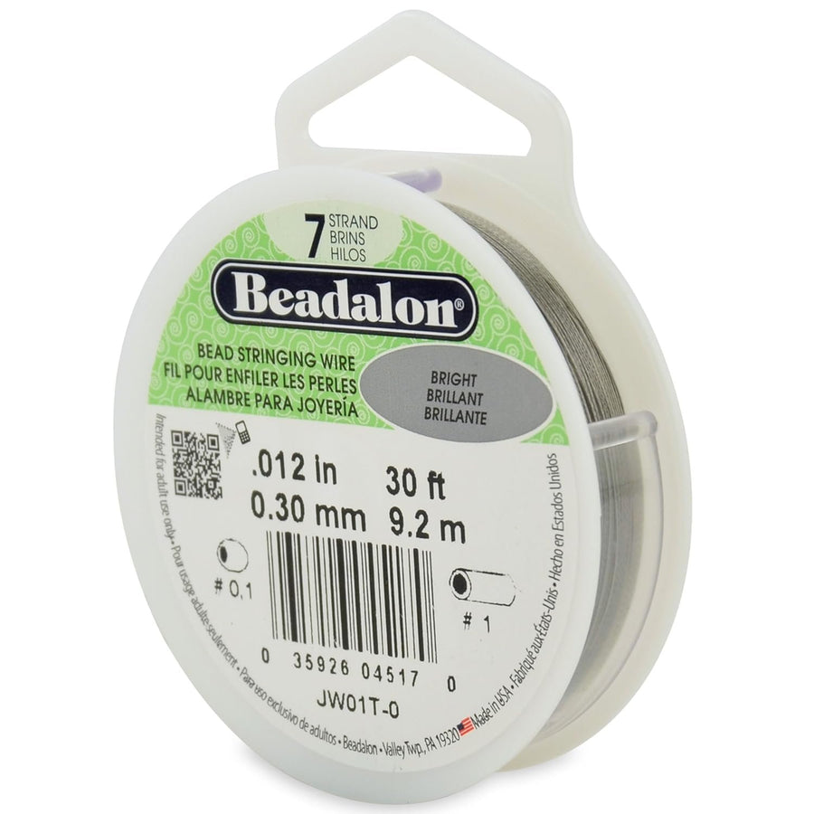 Beadalon Stringing Wire 7-Strand 0.012-Inch (0.30-Millimeter) Diameter, 30-Feet/Pkg, Bright