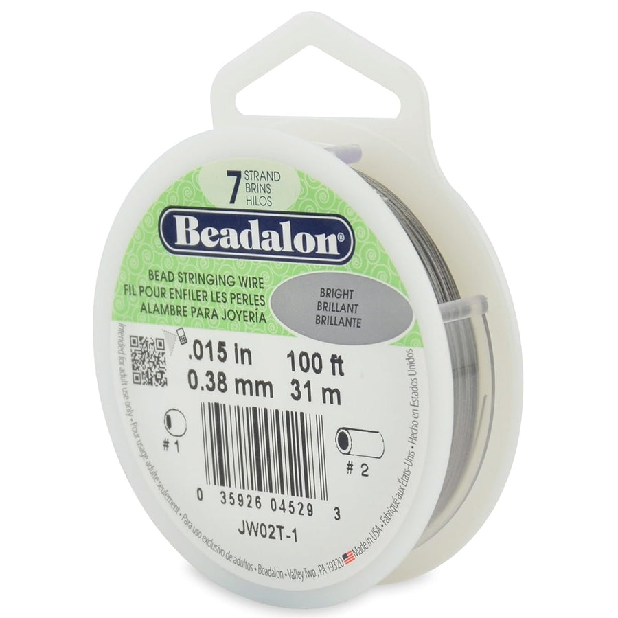 Beadalon 7 Strand Stainless Steel Bead Stringing Wire, 015 in / 0.38 mm, Bright, 100 ft / 31 m