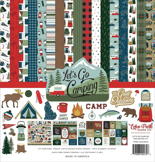 Echo Park Paper Company Let's Go Camping Collection Kit Paper, Multi, 12-x-12-Inch