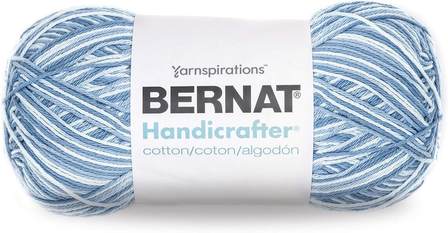 Bernat Handicrafter Cotton Yarn, Gauge 4 Medium Worsted, Faded Denim