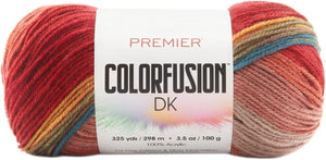 Premier Yarns Colorfusion DK Weight Yarn, Acrylic Yarn with Colorful Self-Striping Hues, Machine-Washable, Tropical, 3.5 oz, 325 Yards