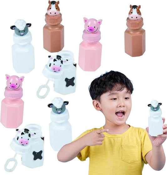 Barnyard Bubble Bottles (Set of 12) Farm Animal Designs Include Horse, Sheep, Pig and Cow