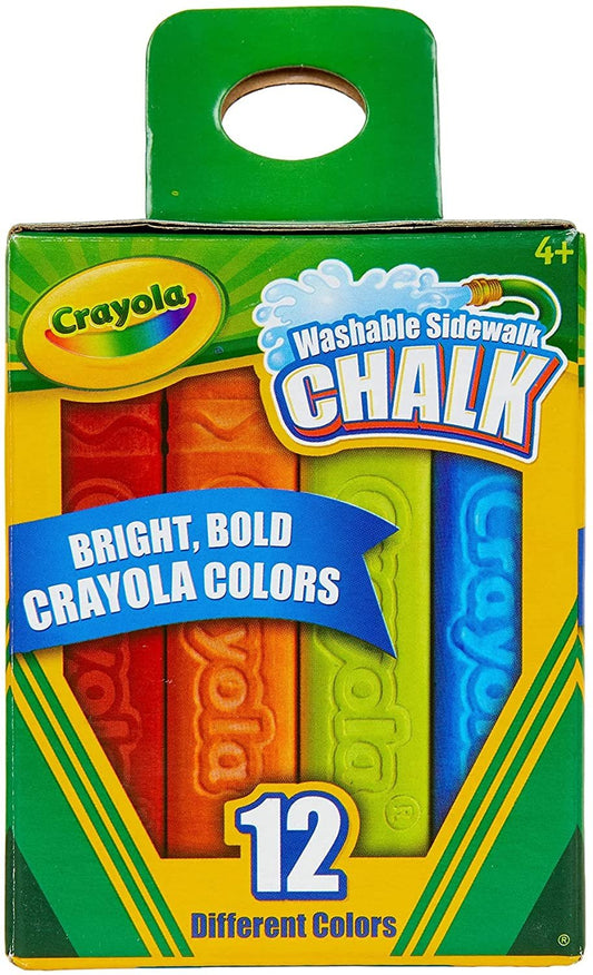 Crayola Washable Sidewalk Chalk, 12 Classic Crayola Colors Outdoor Art Gift for Kids 4 & Up, 12 Classic Crayola Colors, Anti-Roll Sidewalk Chalk Sticks Keep Little Artist's Tools Close At Hand