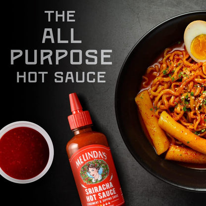 Melinda’s Sriracha Hot Sauce - Classic, Gourmet Sriracha Sauce Made with Fermented Red Jalapeños & Garlic - Keto, Kosher, Vegan, Non-GMO and Gluten Free Hot Sauce - 12oz, 1 Pack