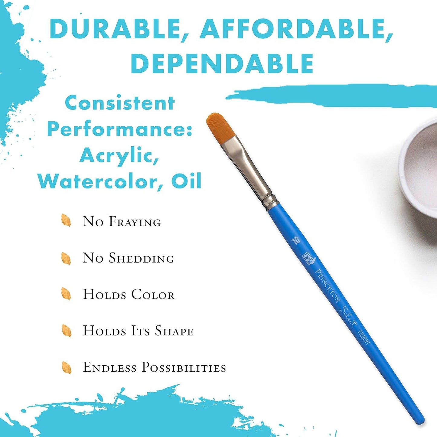 Princeton Artist Brush Select Synthetic Brush Filbert Size 10