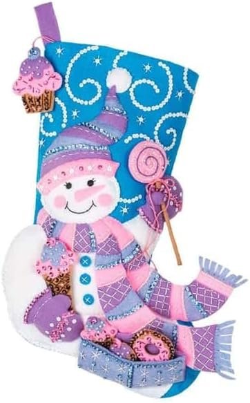 Bucilla 89239E Felt Applique Christmas Stocking Kit, 18", Sweet Treats