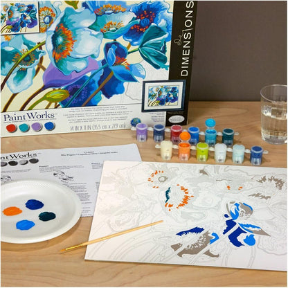 Dimensions Blue Poppies Paint by Numbers for Adults, 14'' W x 11'' L