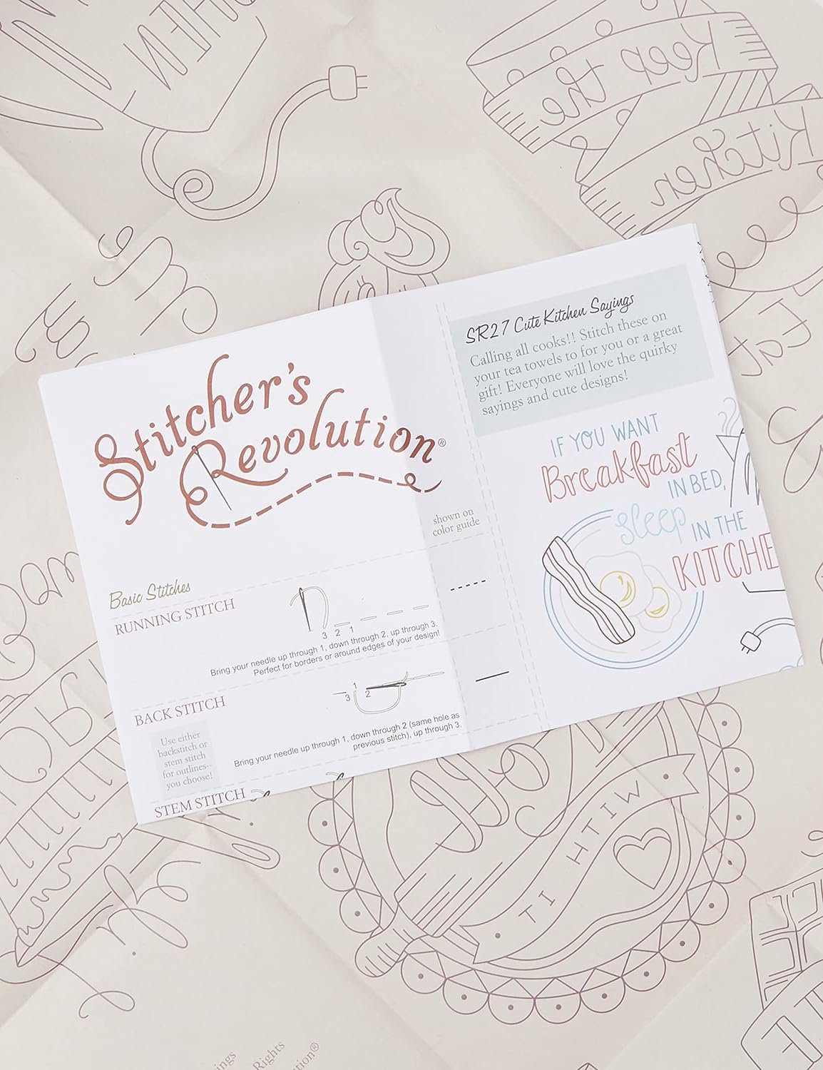 Stitcher's Revolution Cute Kitchen Sayings Iron-On Transfer Patterns for Embroidery, red