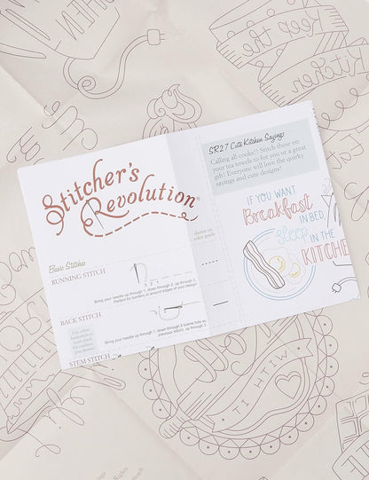 Stitcher's Revolution Cute Kitchen Sayings Iron-On Transfer Patterns for Embroidery, red