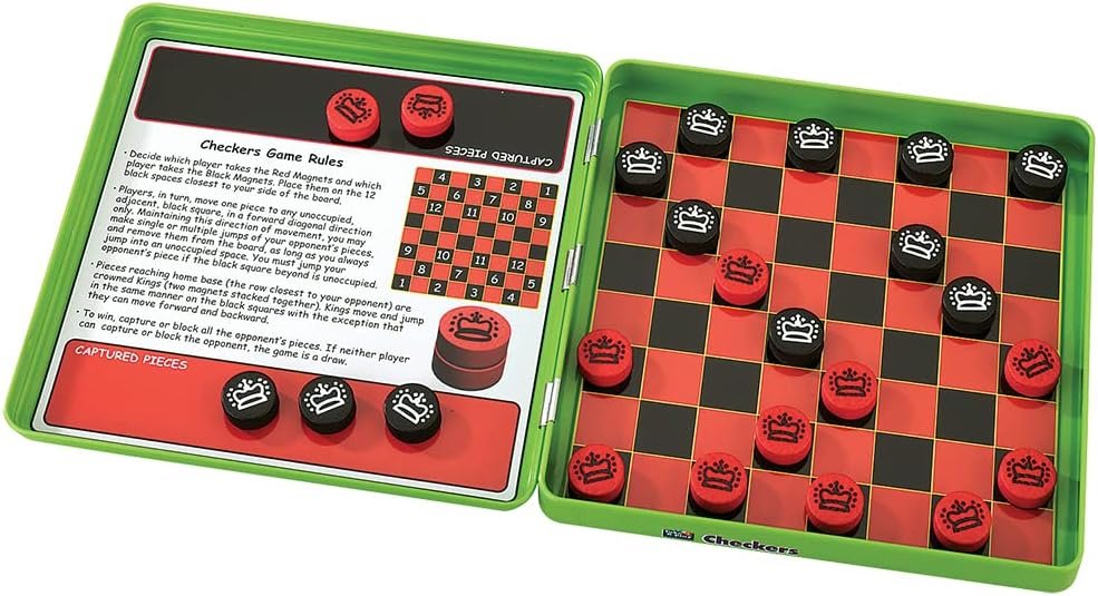PlayMonster Take 'N Play Anywhere — Checkers — Magnetic Travel Game — Fun on The Go! — for Ages 4+