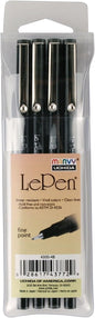 Uchida of America 4-Piece 0.3 Point Size Le Drawing Pen Set Art Supplies, 4 Count (Pack of 1), Balck