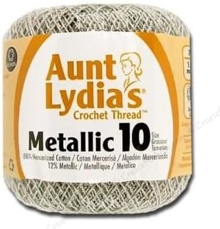 Aunt Lydia's Crochet Cotton Metallic Crochet Thread Size 10 (2 - Pack) (Silver/Silver)
