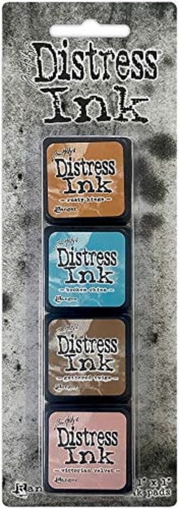 Ranger 394083 Distress Mini Ink Kits-Kit 6, Rusty Hinge, Broken China, Gathered Twigs, Victorian Velvet