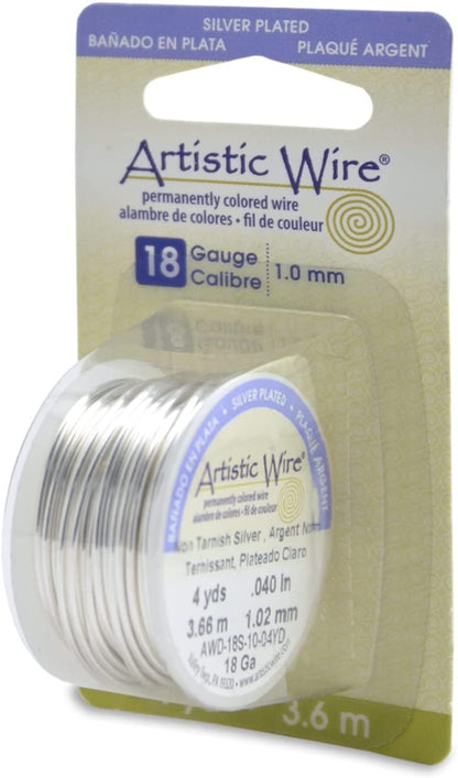 Artistic Wire Silver Plated Tarnish Resistant Colored Copper Craft Wire