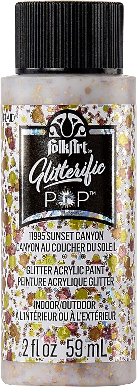 FolkArt Glitterific Pop Acrylic Craft Paint, Sunset Canyon 2 fl oz Premium Glitter Finish Paint, Perfect For Easy To Apply DIY Arts And Crafts, 11995
