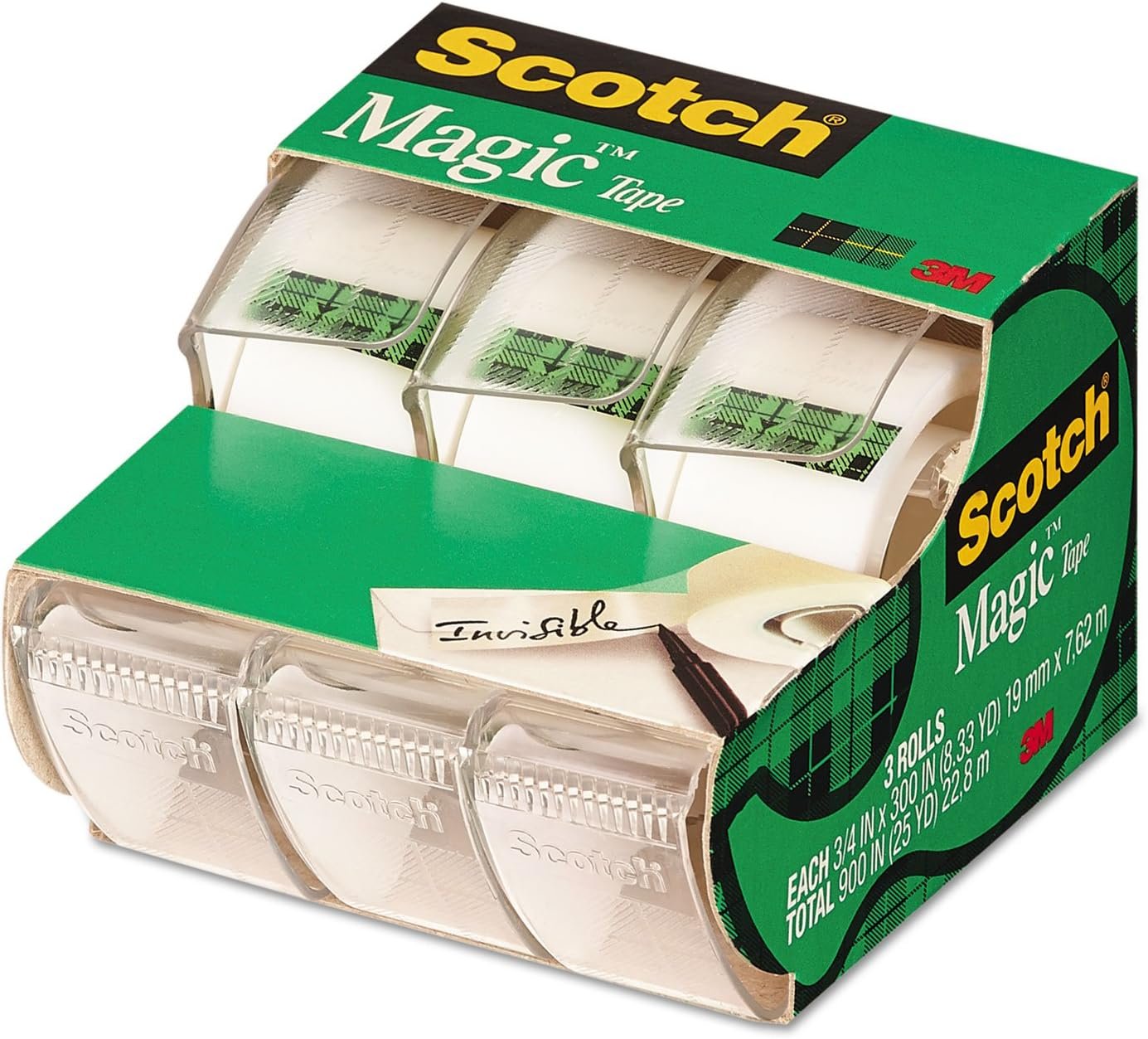 Scotch Brand Learning Resources MMM3105 Scotch Magic Tape 3/4 Inch X 300 Inches 3 ea, Translucent (55)