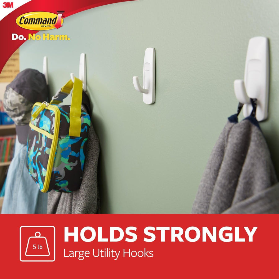 Command Large Utility Hook, White, 1-Hook, 2-Strips (17003ES)