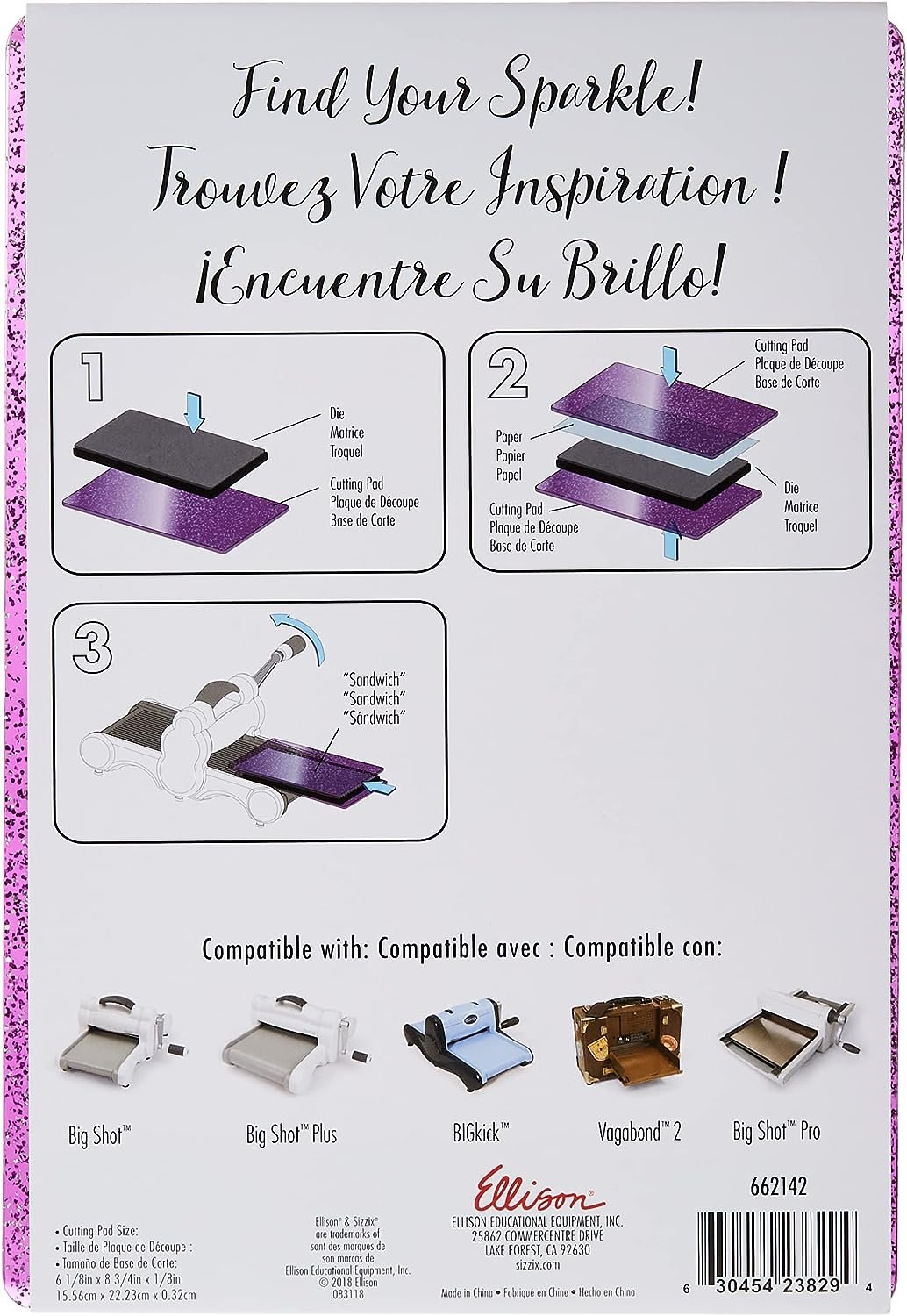 Sizzix SIZ662142 Cutting Pad Standard Purple Silver Glitter Purpleslr