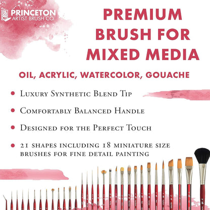 Princeton Velvetouch, Series 3950, Paint Brush for Acrylic, Oil and Watercolor, Petal, 6