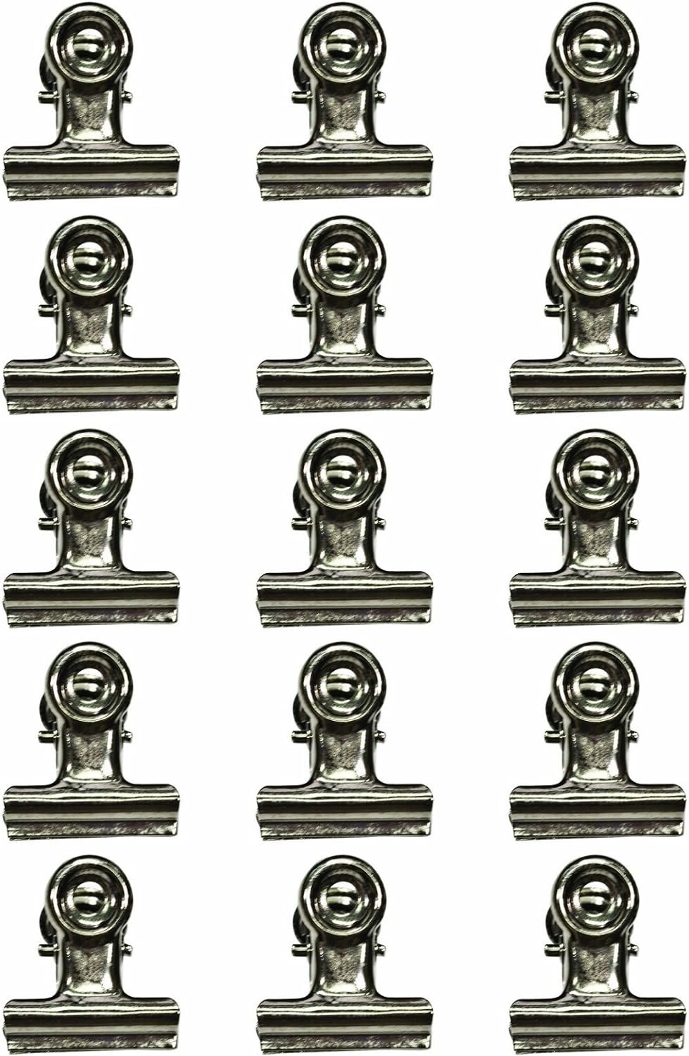 Advantus Hinge Clips, Antique Satin Nickel Finish, Pack of 15 Miniature Metal Bulldog Clips, 7/8 x 7/8 Inch, TH92692