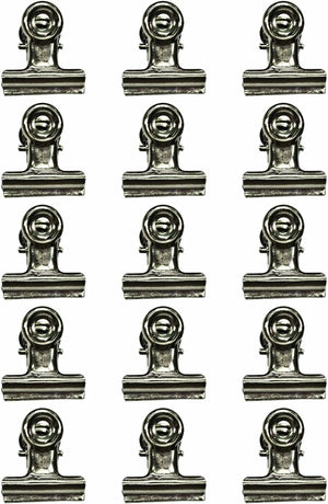 Advantus Hinge Clips, Antique Satin Nickel Finish, Pack of 15 Miniature Metal Bulldog Clips, 7/8 x 7/8 Inch, TH92692