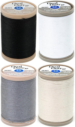 4-PACK - Coats & Clark - Dual Duty XP Heavy Weight Thread - 4 Color Value Pack - (Black+White+Slate+Natural) 125yds Each