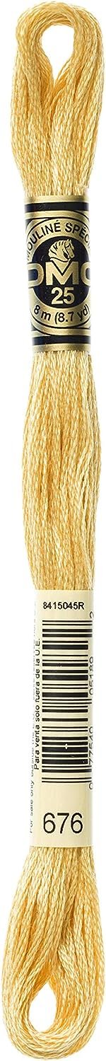 DMC 117-676 Six Stranded Cotton Embroidery Floss, Light Old Gold, 8.7-Yard