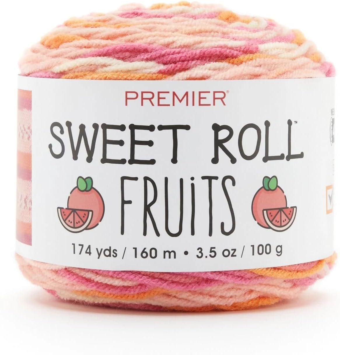 Premier Yarns Sweet Roll Fruits Yarn, Premium Yarn for Crocheting and Knitting, Made of Acrylic, Banana, 3.5 oz, 174 Yards