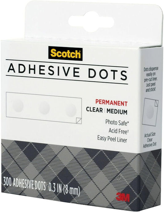 Scotch Adhesive Dots, Medium, 300 Dots/Pack, Easy Dispensing, Permanent, Photo-Safe (010-300M)