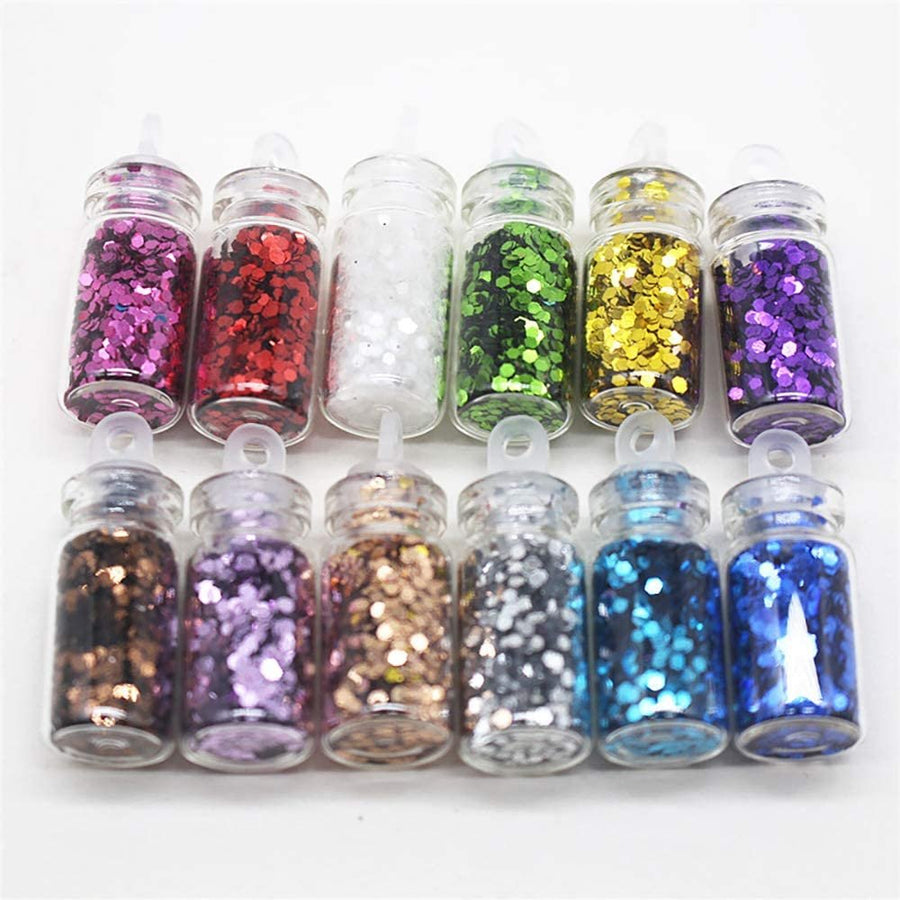 Extra Fine Glitter for Tumblers, Glitter and Sequins for Tumblers, Epoxy Tumbler Supplies 48 Pack Bulk Bottles Kit 5ml Each