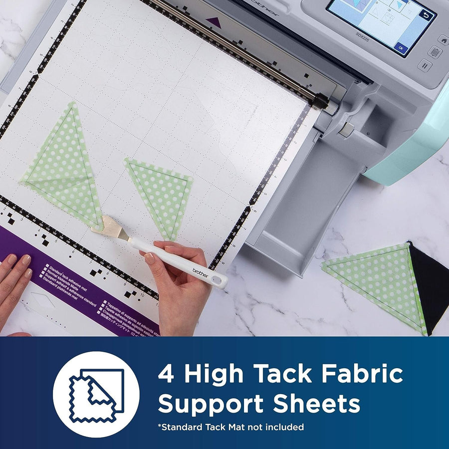 Brother ScanNCut High Tack Fabric Support Sheet CASTBL2, 4 pieces 12" x 12" High Adhesive Sheets for ScanNCut Mats, Use for Cutting Fabric Appliques, Quilting Pieces, Sewing Patterns and More