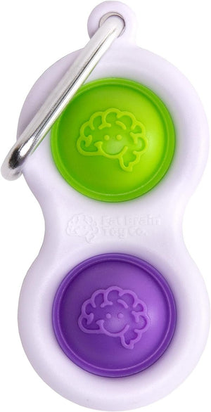 Fat Brain Toys Simpl Dimpl - Simple Dimple - Purple/Lime - Popping Fidget Keychain