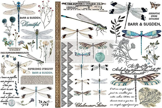 Spring Dragonfly Rub on Transfer 3 Sheets 6" x 12"