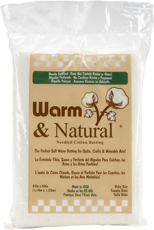 Warm Company Batting 2322 Warm & Natural Cotton Batting-Crib Size 45"X60"