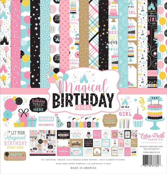 Echo Park Paper Company Magical Birthday Girl Collection Kit Paper, 12-x-12-Inch