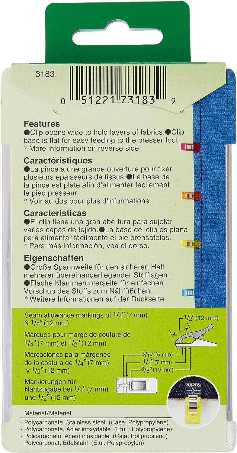 Clover 3183 50-Piece Wonder Clips, Assorted Colors