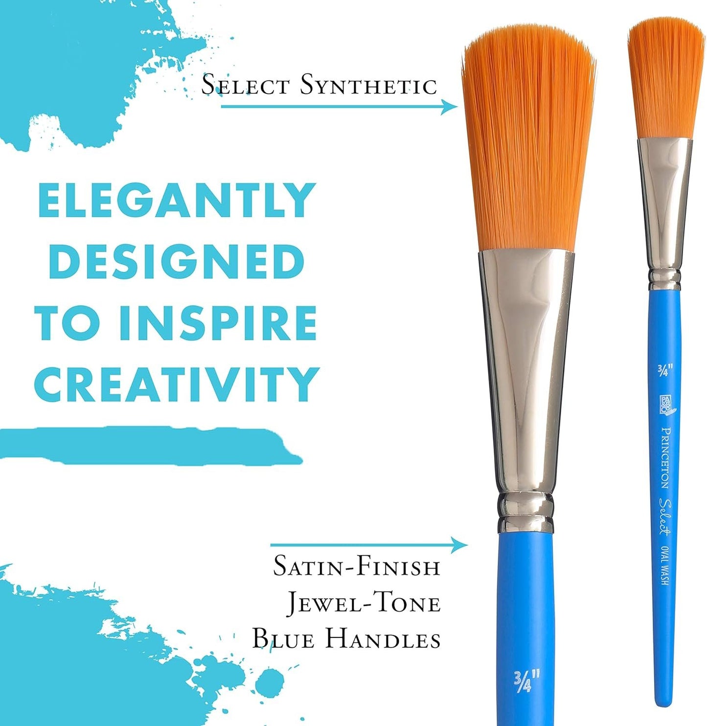 Princeton Select Artiste, Series 3750, Paint Brush for Acrylic, Watercolor and Oil, Oval Wash, 3/4 Inch
