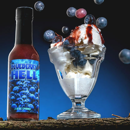 Hellfire Blueberry Hell Hot Sauce with Carolina Reaper Peppers, Gourmet, Award-Winning Fruit-Based Hot Sauce, 5 oz.