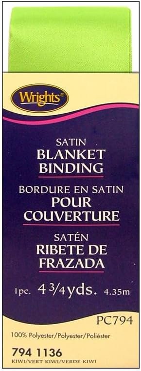 Wrights Products Single Fold Satin Blanket Binding 2" X4-3/4yd, Kiwi