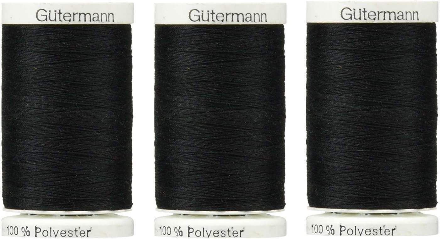 Sew-All, All PurposeThread 547 Yards-Black GUTERMANN Thread 3 Pack