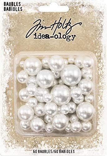 Tim Holtz Idea-Ology 2020 Christmas Baubles, 2 Packages, 120 Baubles Total, Great for Inking, Glittering, Painting, More