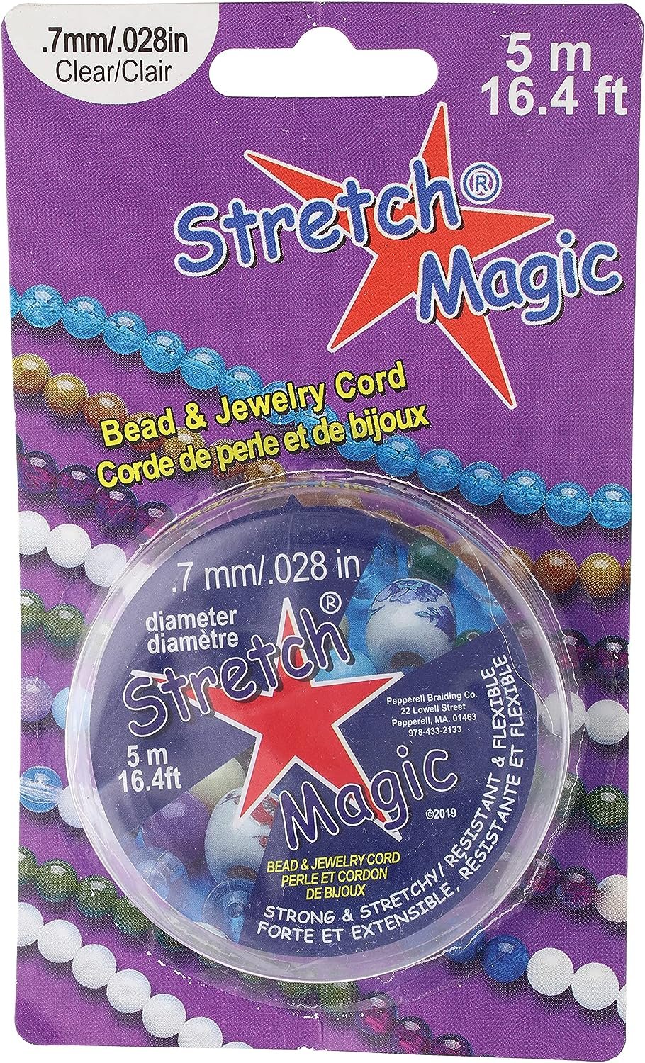 Pepperell SMF-1-5 0.7mm Stretch Magic Bead and Jewelry Cord, 5m, Clear
