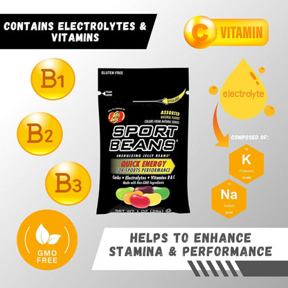 Extreme Energy Sport Beans Assorted Flavor (1.9oz 3-pack) by Jelly Belly – Caffeinated Candy Energy Snacks for Quick Energy Boost – Cycling, Running, Hiking, Workout Snacks