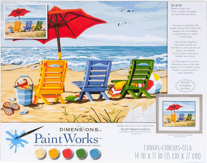 Dimensions Beach Chair Trio Paint by Numbers for Adults, 14'' W x 11'' L