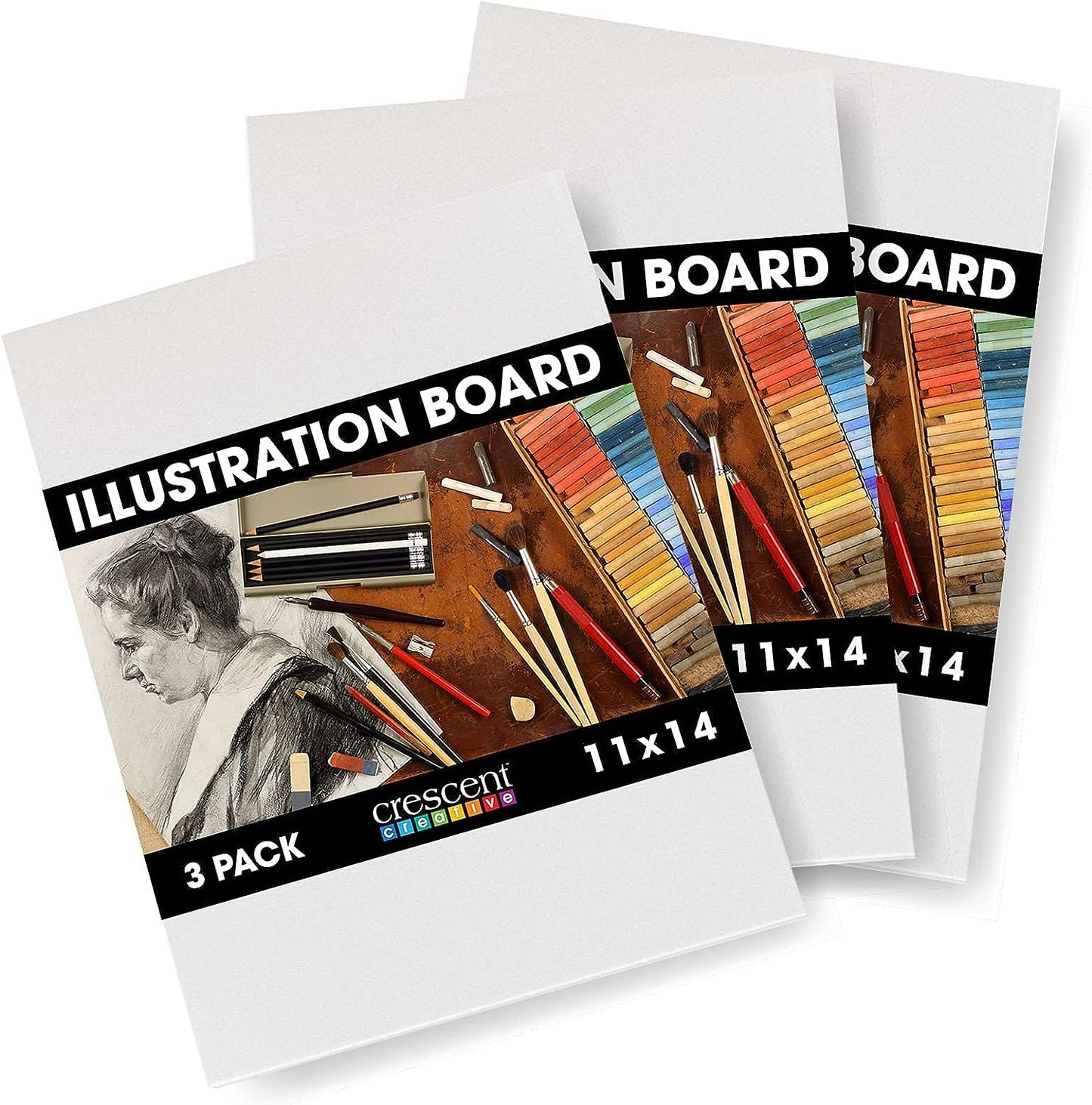 Crescent Creative Products Crescent Art & Illustration Board, 9 x 12, White, pack of 3