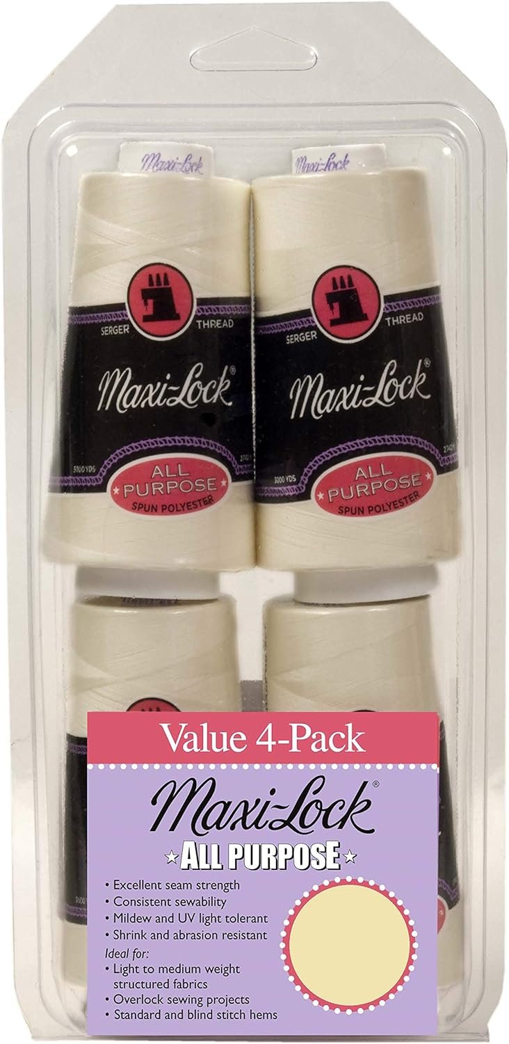 American & Efird 523 Maxi-Lock All Purpose Value (4 Pack), Eggshell